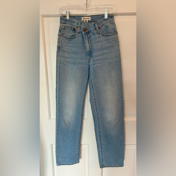 Madewell Perfect Vintage Straight Jean Sz 24 Cross Tab Waist Mid-Rise Lightwash - Picture 1 of 16